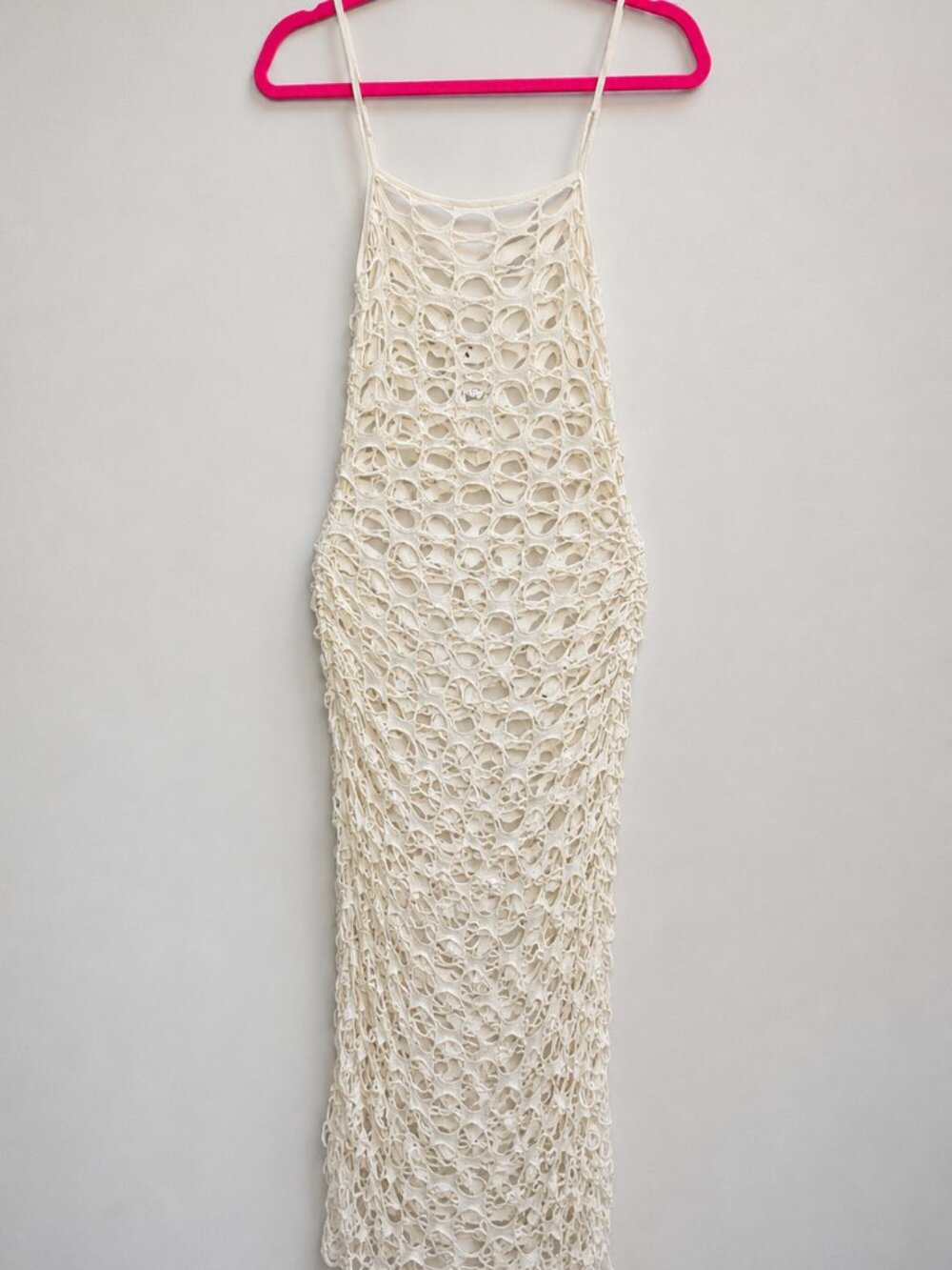 #183 Zara Crochet Maxi Dress Ivory Open Knit Size s - Picture 3 of 5